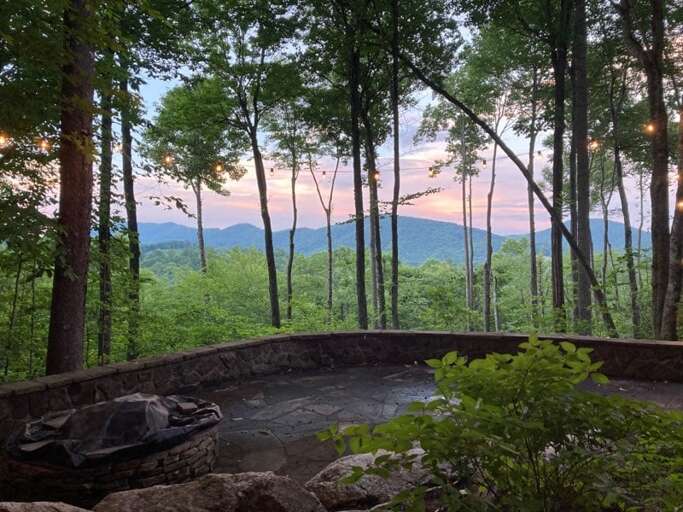 Mountain Views from Fire Pit Courtyard, *Plastic Adirondack Seating Not Pictured*