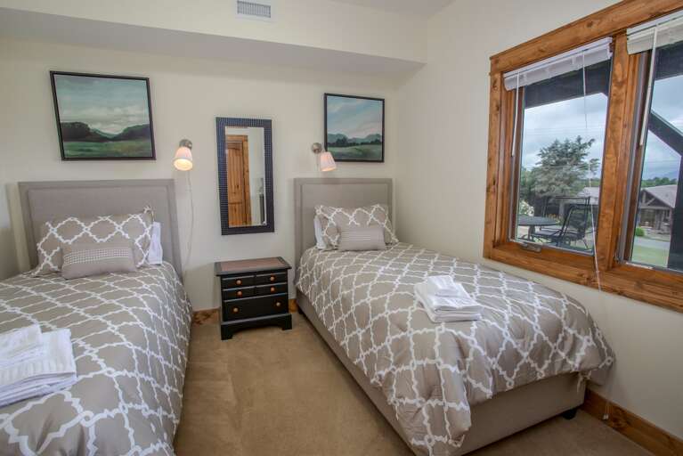 Lower Level Bedroom with Two Twin XL Beds