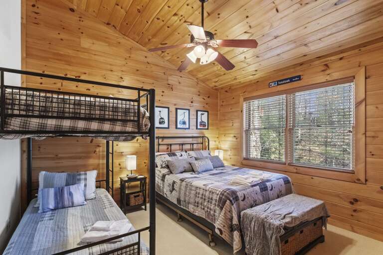 Large Third Bedroom Upstairs! Queen Bed and Twin over Twin Bunk Bed