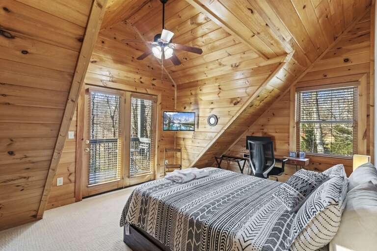 Queen Bedroom with HD Smart TV and Juliette Deck in the Upstairs Queen Bedroom
