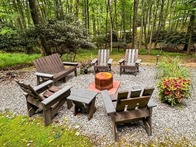 Wood Burning Fire Pit with Seating in Front of the House