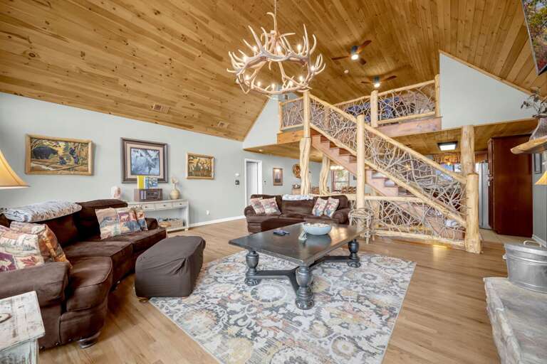 Living Room and Stairs to the Loft