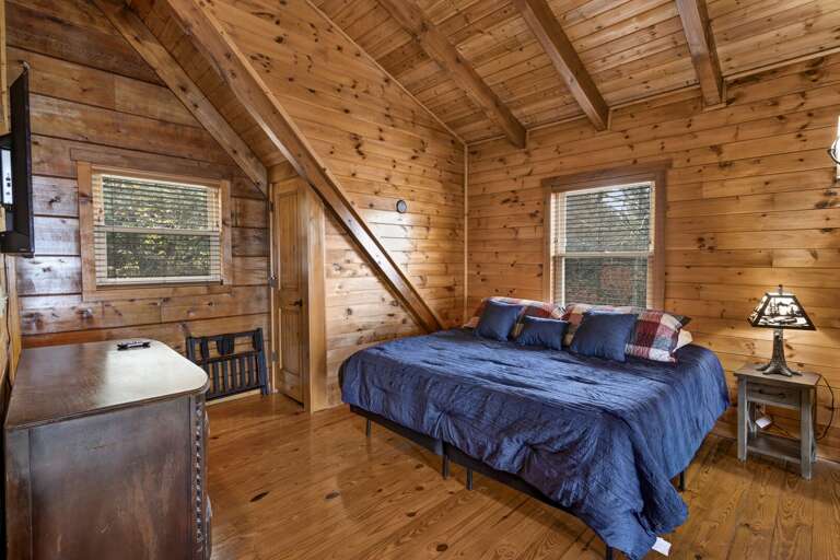 King Bedroom in Loft with TV and Private Bath
