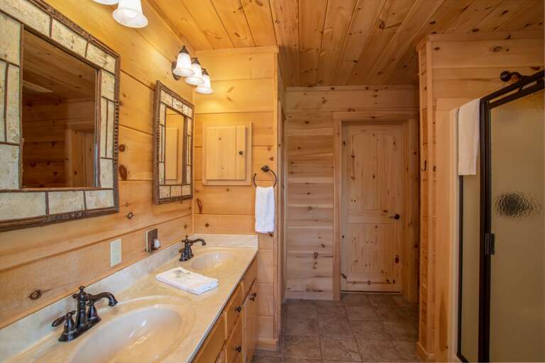 Private Ensuite Master Bathroom with Dual Vanities and Walk-In Shower