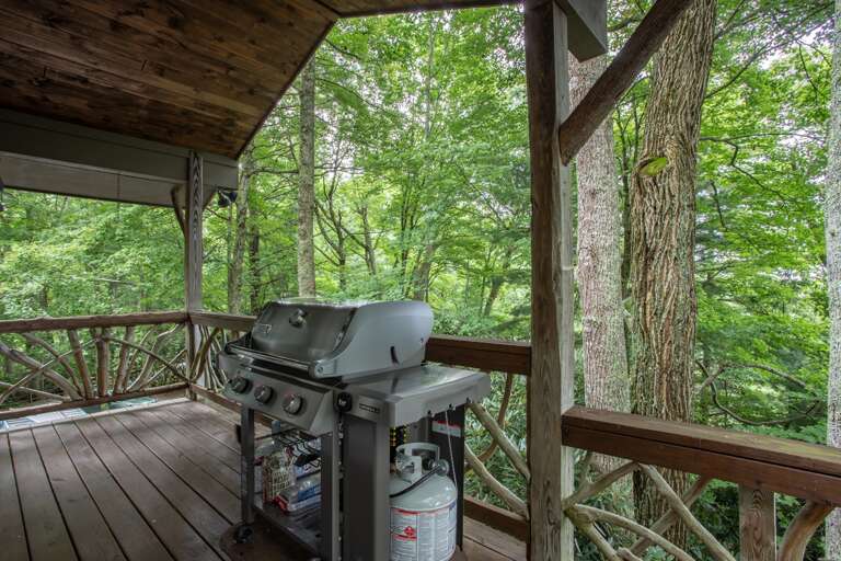 Covered deck with gas grill