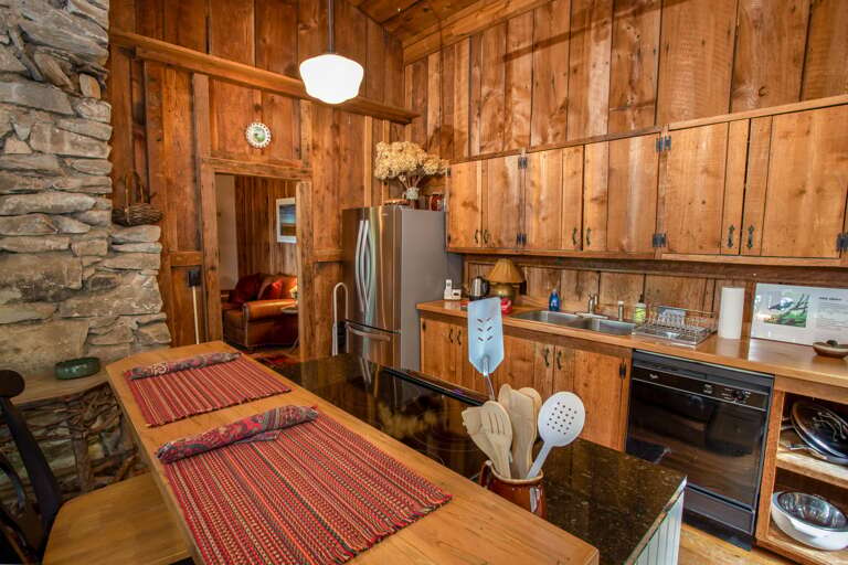 Rustic kitchen and more stonework