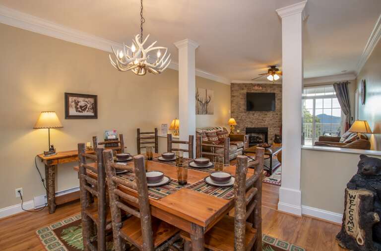 Dining Area open to Kitchen and Living Room, with Table for Six-plus!