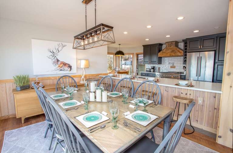 Dining Table seats Eight, plus up to Six More on Barstools at Island and Breakfast Bar