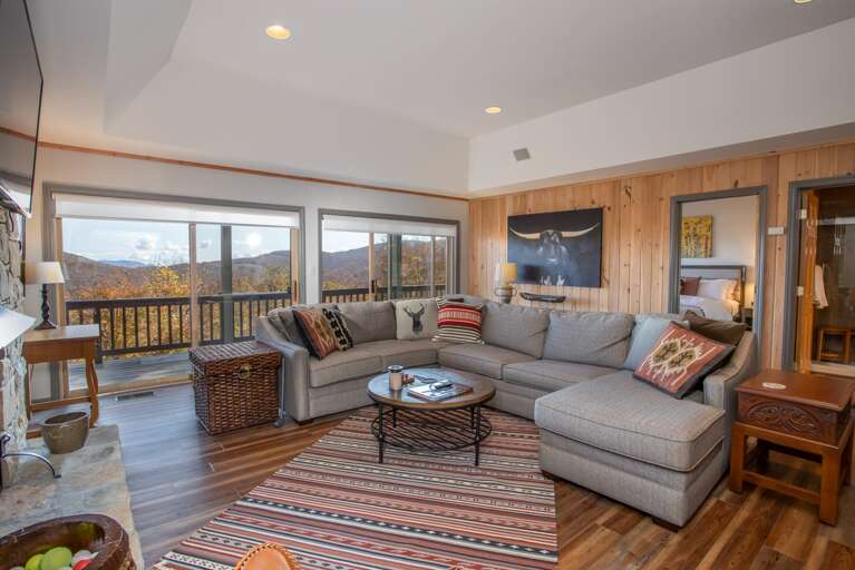 Large Lower Level Family Room with Comfy Sectional Sofa