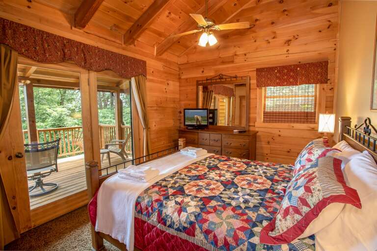 Queen Bedroom 2 with TV and Private Porch Access Queen Bedroom 2 with TV and Private Porch Access