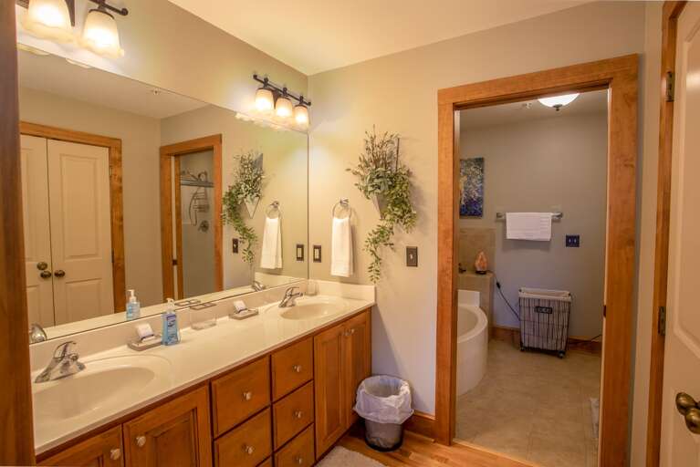 King Bedroom Full Bathroom with Soaking Tub and Separate Shower