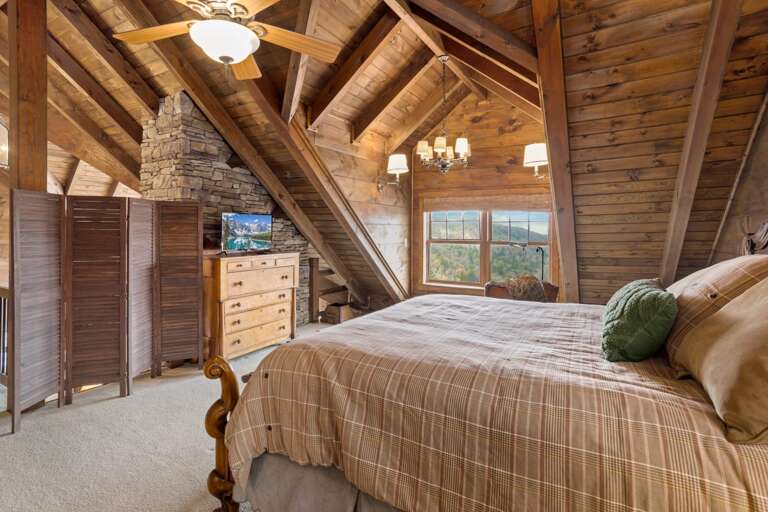 Upper King Bed Sleeping Area in Loft