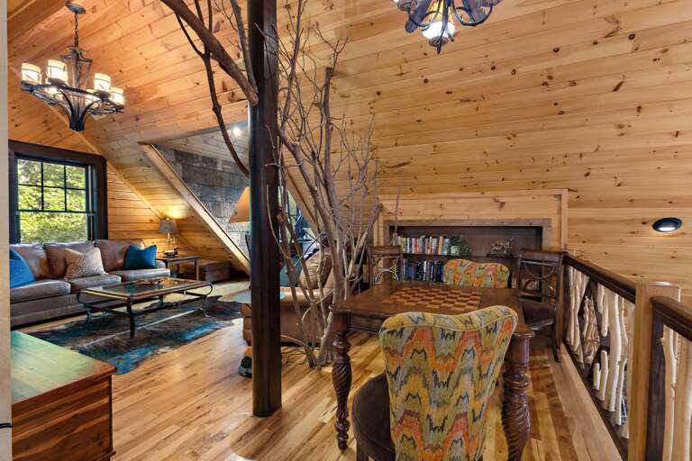 Checker Board Table and Books in the Loft