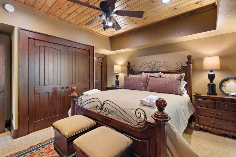 King Bed in the Chalet Alpine Bedroom