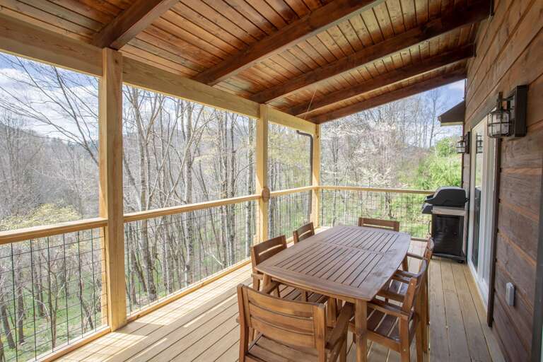 Covered Deck with Mountain Views and Gas Grill Covered Deck with Mountain Views and Gas Grill