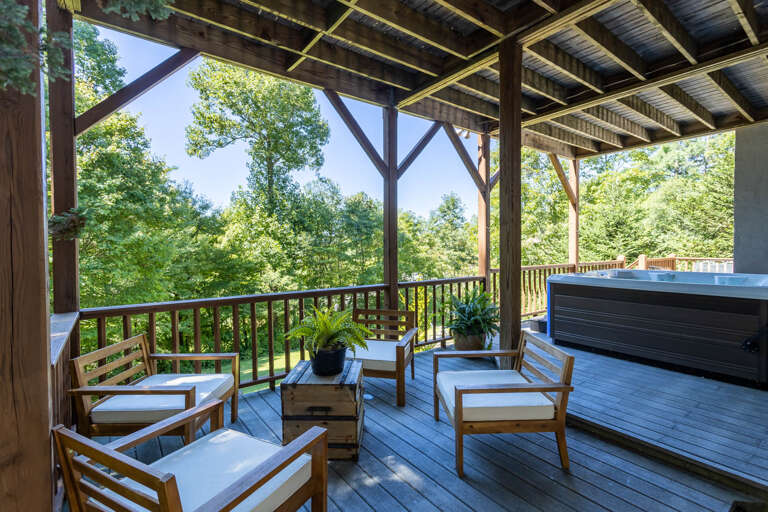 Cool and Comfortable Sitting Area by the Hot Tub