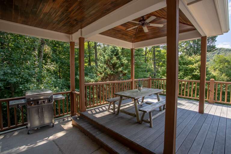 Grill and Covered Porch Picnic Table on the Main Level