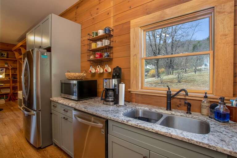 Look out at the Happy Apple grounds from the Kitchen window