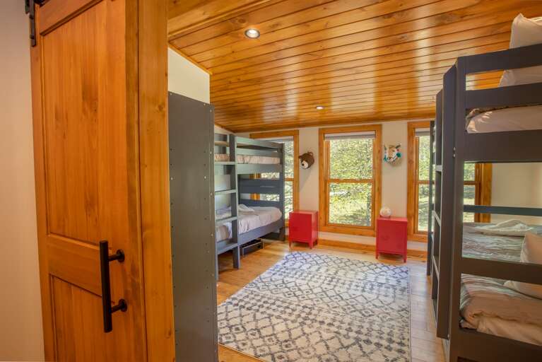 Large Bunk Bedroom with two Twin over Twin bunk beds