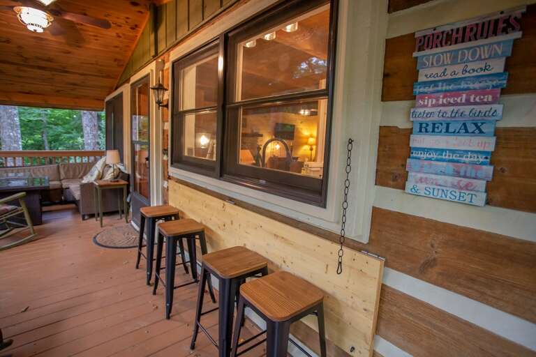 Flip-up Outdoor Bar Top with Barstool Seating for Four