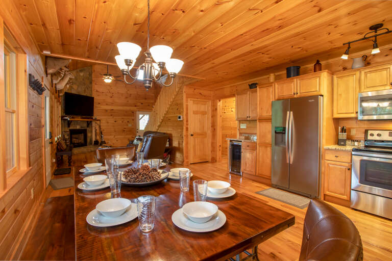 Dining room and kitchen Dining room and kitchen