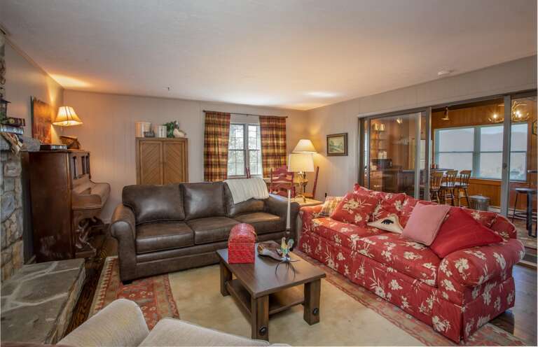 Lower Living Room with pullout couch (leather sofa) that sleeps 2 Lower Living Room with pullout couch (leather sofa) that sleeps 2