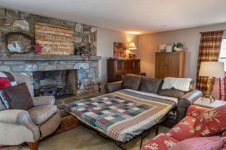 Lower Living Room with Queen pullout couch (leather sofa) that sleeps 2 Lower Living Room with Queen pullout couch (leather sofa) that sleeps 2