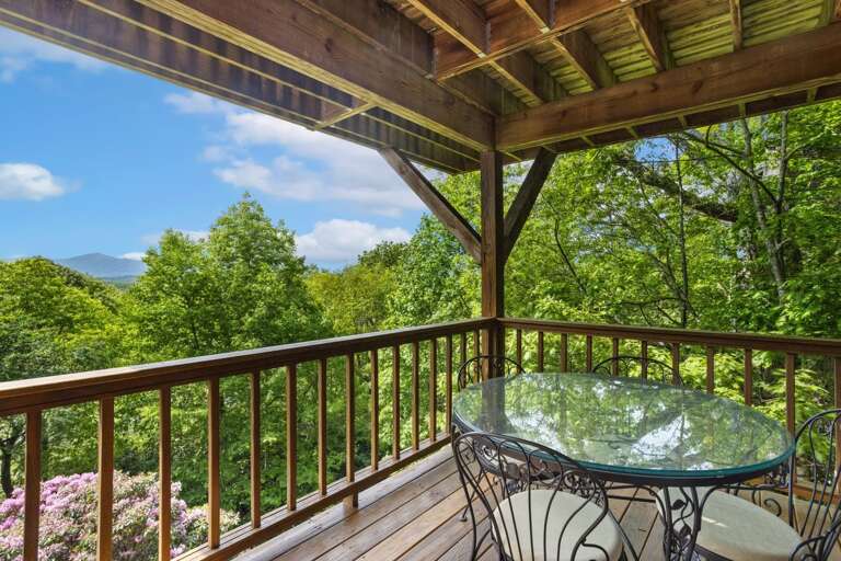 Bistro-style Round Table with 4 Chairs on Lower Rear View Deck provides yet more Outdoor Dining options! Bistro-style Round Table with 4 Chairs on Lower Rear View Deck provides yet more Outdoor Dining options!