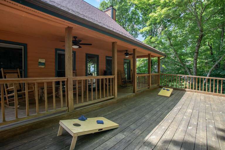 Cornhole Set on Front Porch for Family Fun! Cornhole Set on Front Porch for Family Fun!