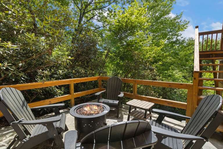 Gas Fire Pit flanked by Adirondack-style Armchairs! Gas Fire Pit flanked by Adirondack-style Armchairs!