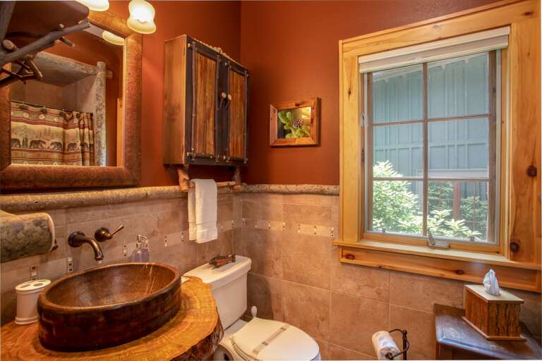 Full Bathroom on Main Level with Custom Vessel sink Vanity and Tub/Shower