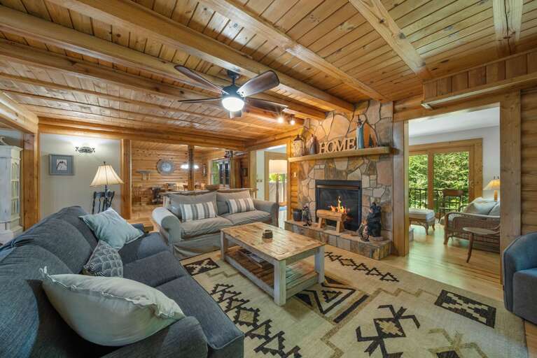 Comfortable Living Room with TV and Gas Fireplace