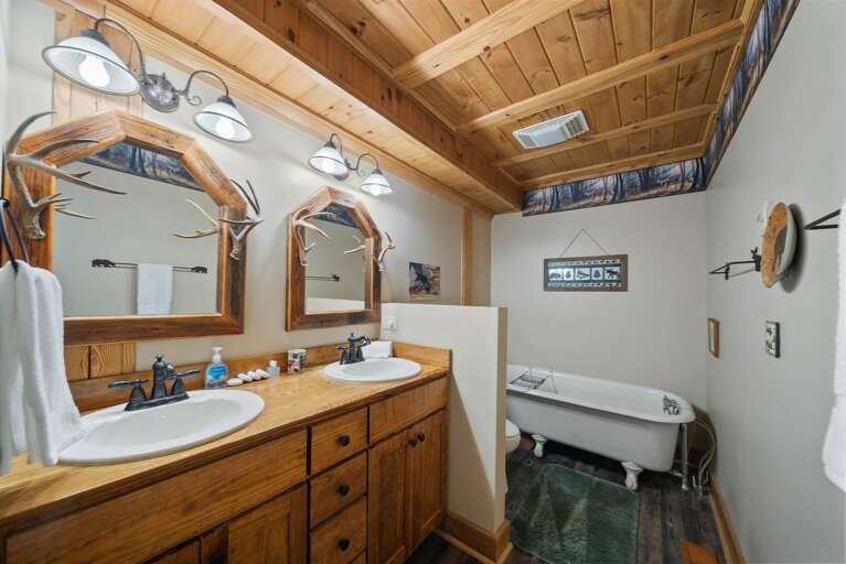 Soaking Tub and Dual Vanity, Bathroom also  has a Walk In Shower