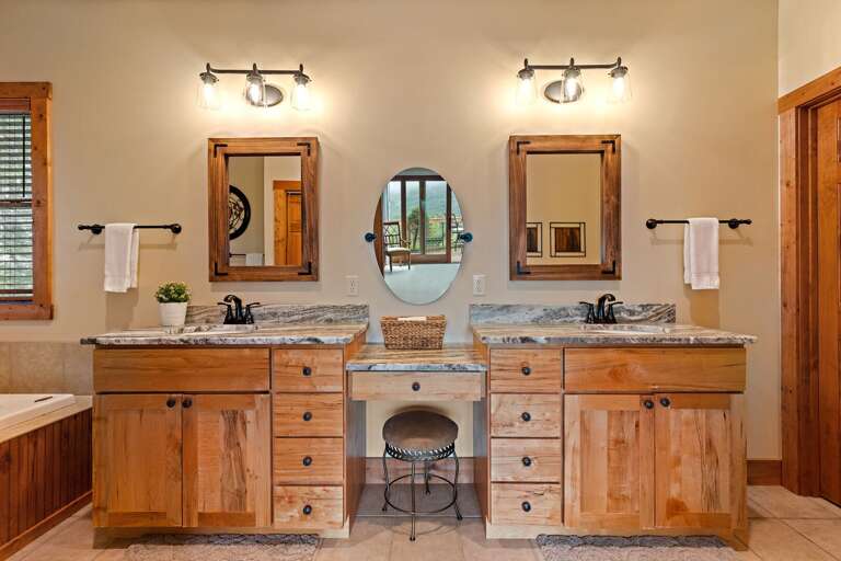 Vanity and Dual Sinks in the Master Bathroom
