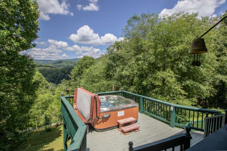 Deck With Hot Tub Overlooking Forest Scenery Deck With Hot Tub Overlooking Forest Scenery