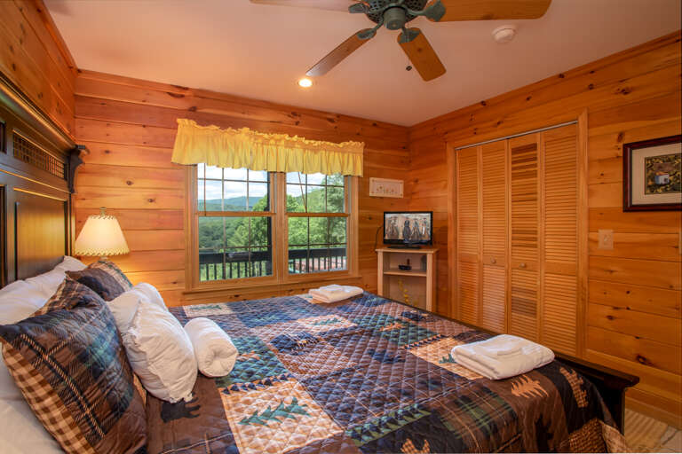 River Valley View King Bedroom on Main Level with Mountain Views