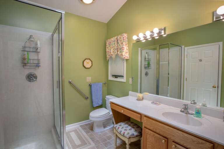 EnSuite Bathroom for King Suite #2 with Large Shower and Vanity Desk