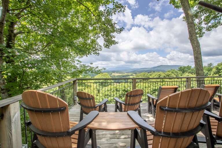 Main Level Deck off of King Suite #1 with Adirondack-style Seating facing those Big Views