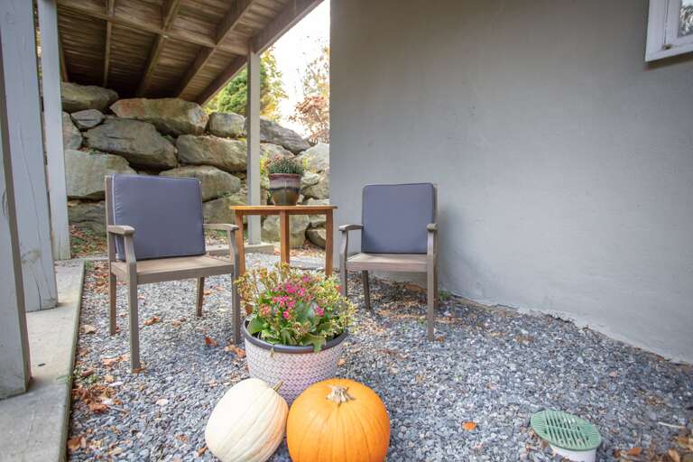 Courtyard at Front Entrance, decorated for the Fall Season!