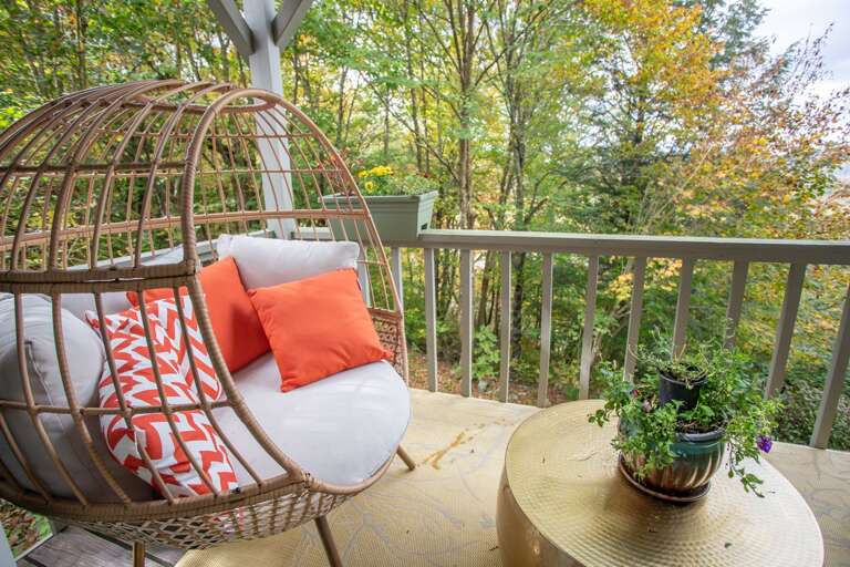 Fun "lovebird" Chair, seats one or two, on Rear Main Level Porch