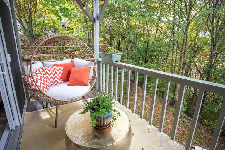 One of a Kind Designer Seating on Rear View Porch!