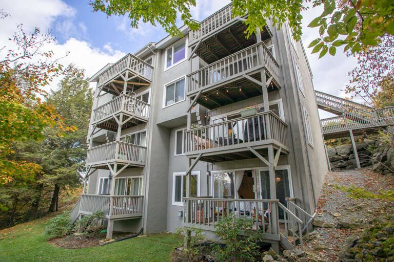 Rear Exterior of Building, Skyleaf is lower right 25% of building.