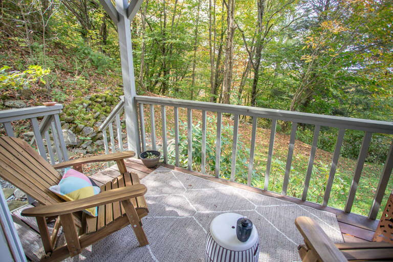 Lower Rear Porch off of Master Suite, with steps down to Rear Yard area