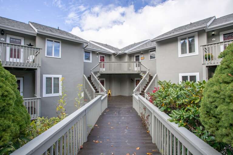 Walkway from Parking Area, steps down to Front Entrance