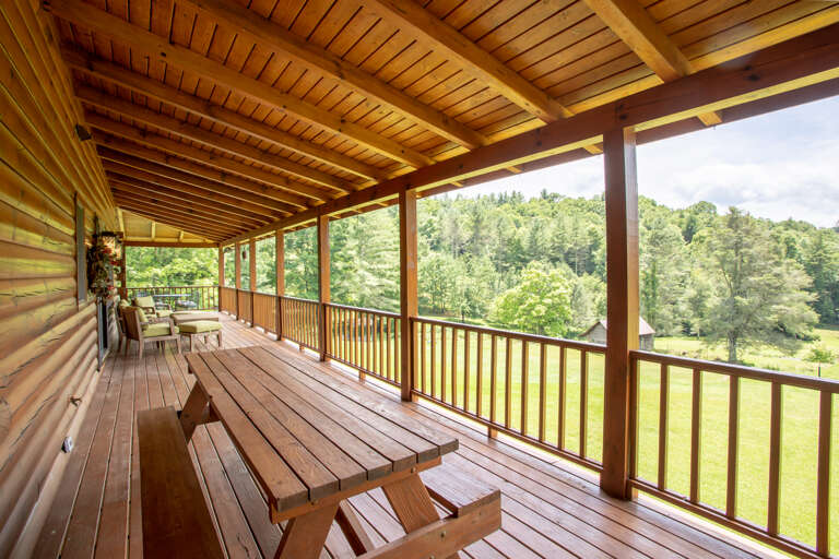 Picnic Table on Front Porch for Outdoor Dining, one of two Outdoor Dining Tables!
