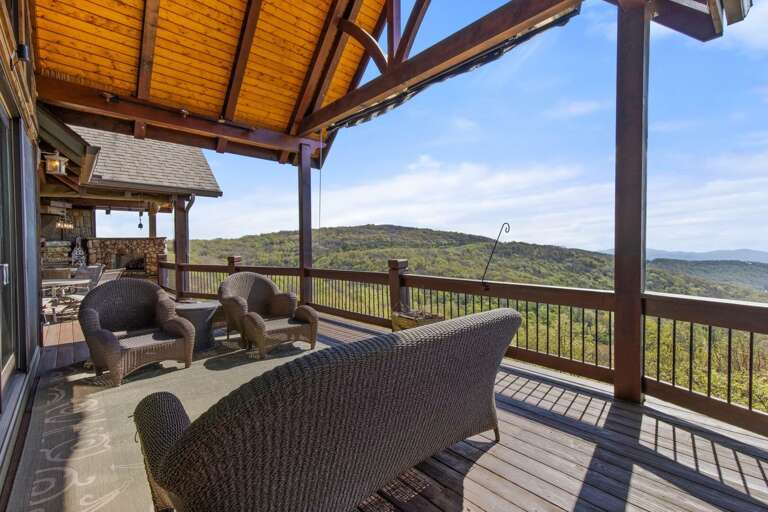 Covered Outdoor Living Space with Wicker Furniture