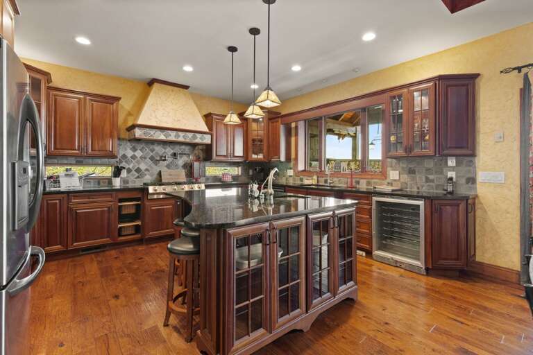 Kitchen Island with Bar Stool Seating, Granite Counter and Prep Sink