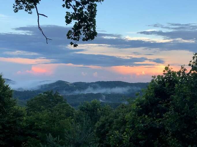 Gorgeous Layered Mountain Views from the Front Porch of Time Well Wasted