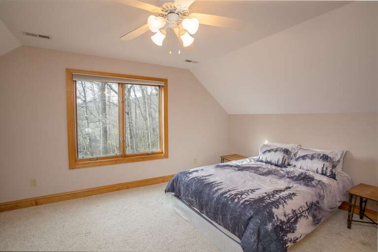 SECOND Large Upstairs Queen Bedroom, (HD Smart TV and Full Floor Mattress not pictured)