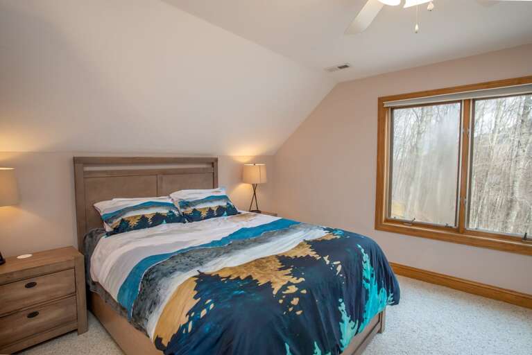 FIRST Upstairs Queen Bedroom with Windows looking out at Grandfather View